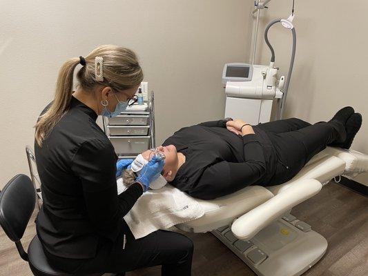 Julie performing micro threading