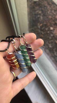 Wire wrapped crystal necklace
