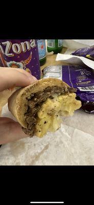 Notorious DTD Sub Roll, Steak, Cheese, Onion, Egg and Chipotle Mayo.