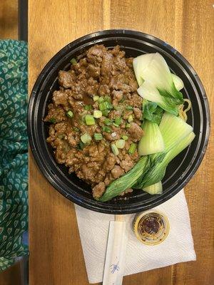 Dan Dan noodles ($13.50), chili oil on the side