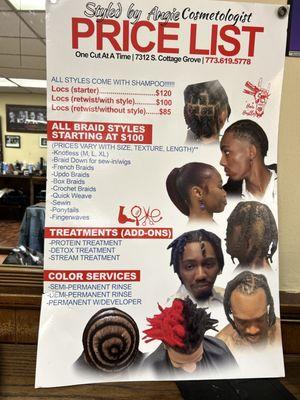 Walk ins Price List.