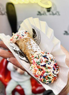Birthday cake filling with rainbow sprinkles