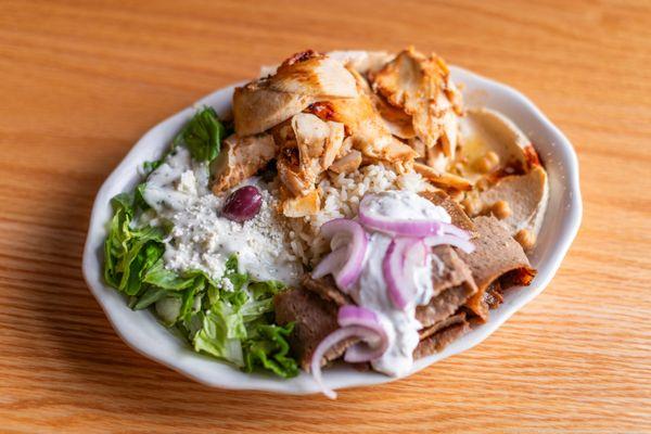 Combo Plate: Best of both worlds--chicken and gyro in one hearty meal. Why choose?