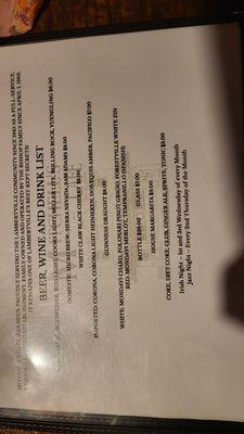 Mitchell's menu