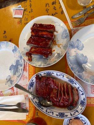 Honey sparerips and half pound roast pork