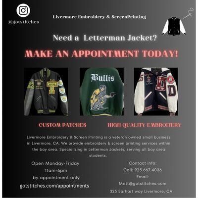 Make an appointments today for all of your embroidery needs! https://gotstitches.com/appointments