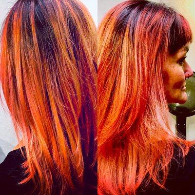 Balayage technique and color melting on this beauty!