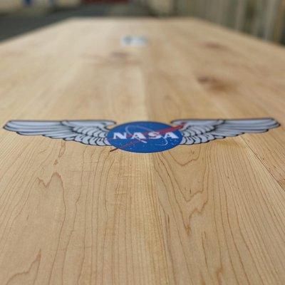 NASA logo on conference table for NASA Research department