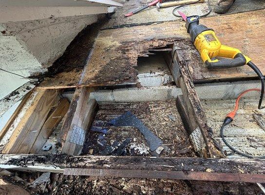 rotten roof deck roof leak repair