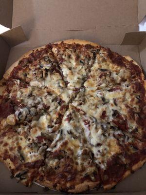 Large pepperoni, mushrooms, sausage! It was great