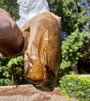 Completely sopped in oil.