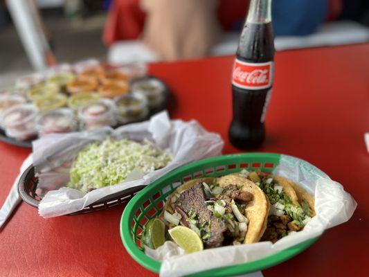 Sopes Taco's Mexican Coke, and Salsa's