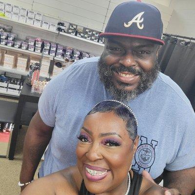 Mother and oldest son posing for the camera