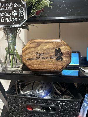 Poppy's first urn that was messed up.