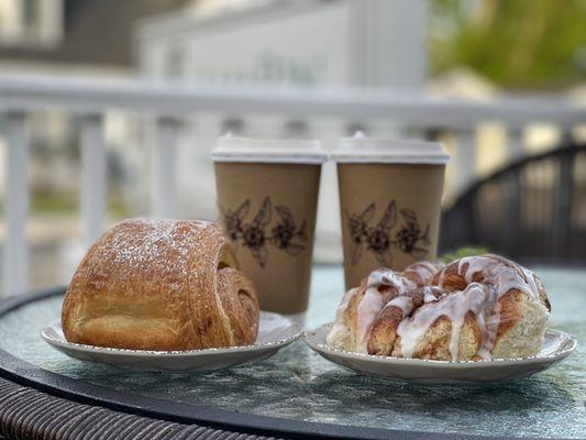 Couple of coffees and pastries . Amazing place with great people