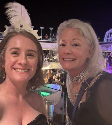 Enjoying the orange club on our annual New Year's Eve dance party cruise!