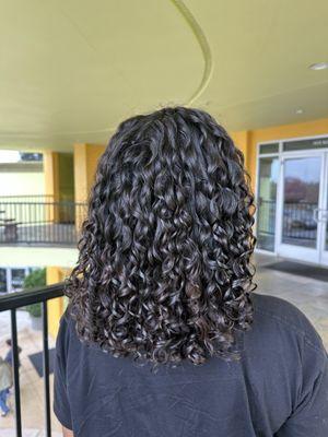 beautiful after results of a curly cut
returning client: appointment 3 1/2 hours long $185