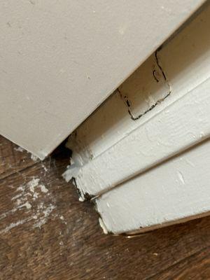 Water leaking from with in the wall and floor, wasn't fixed.