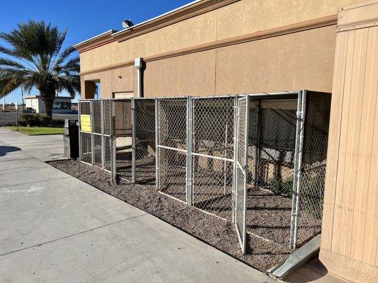 Dog cages instead of leaving them in your hot car. Locks available inside