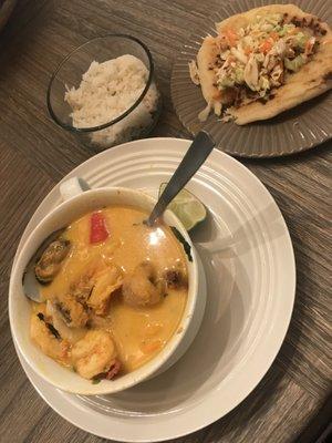 Second time in a week. Must try!! It's Honduran / El Salvadoran food. The sopa de Marisco (Seafood Soup) is definitely on point.