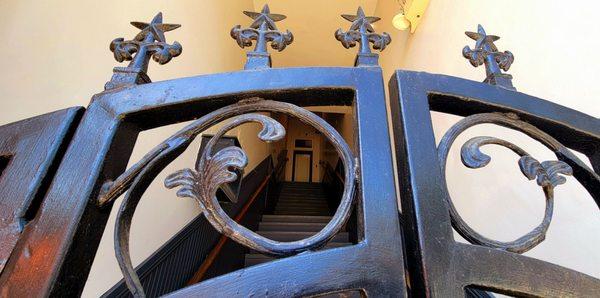 Stairway gate to hotel