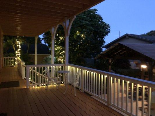 Deck off the main office (next to the shared outdoor BBQ area)