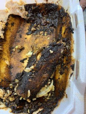 Enmoladas Platillo You can see the burned styrofoam where it was in the microwave