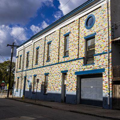 Painted bricks on the exterior facing Rachel Street!