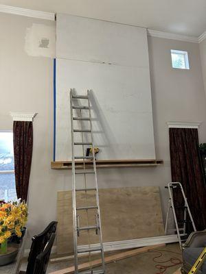 Turning a plan wall into an 18' fireplace