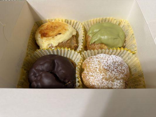 Chocolate, matcha, original, creme brulee