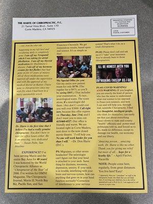 Mailer from Not-a-Real Dr. Harte