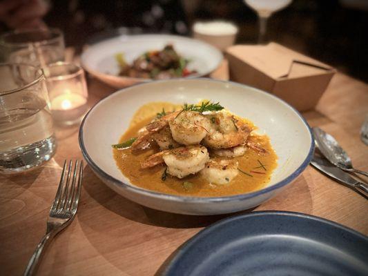 Grilled shrimp and Penang curry