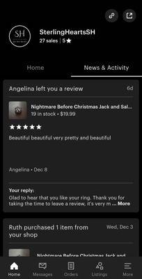 We also have an Etsy shop under: SterlingHeartsSH
This is a screenshot for your reference, if you wish to check us out.