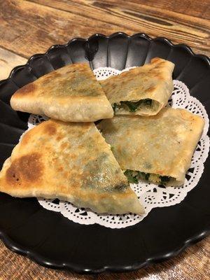 Pork, chive, rice noodle pancakes