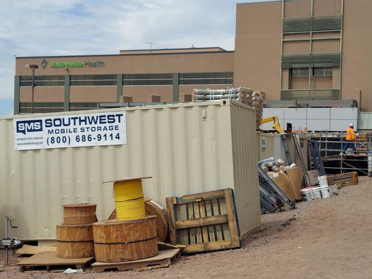 Southwest Mobile Storage container on construction site.