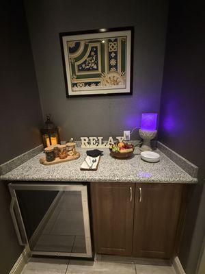 Snacks next to the relaxation room