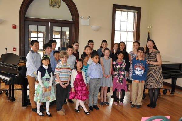 Students with teacher after departmental recital