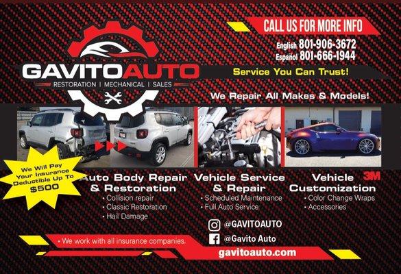 Body shop promotion we pay up to $500 of your deductible