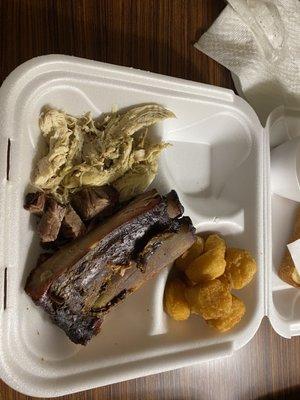 Ribs, Chicken, corn nuggets