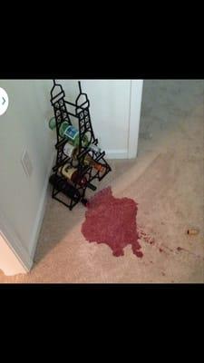 Before and after pictures when a customer had a wine accident