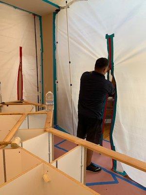 Setting up barricade is quite a process.