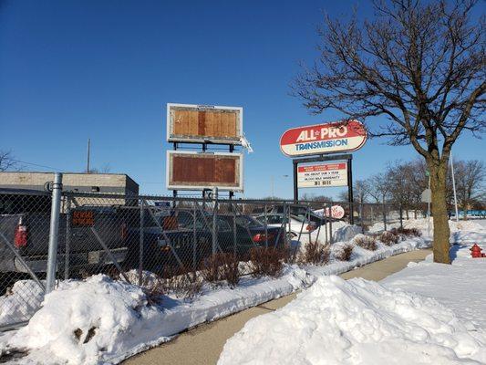 All Pro Transmissions parking lot.