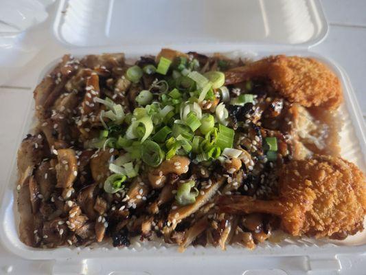 Large Chicken Teriyaki and Shrimp Bowl (1 shrimp didn't make it home).