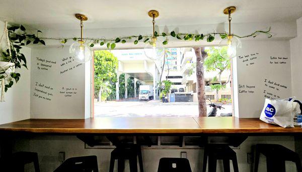 Bright window seating area