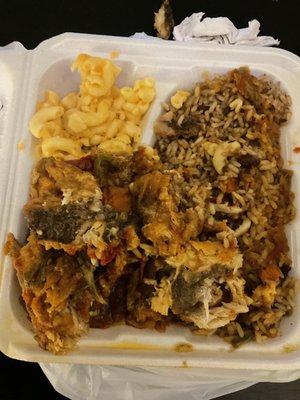 Their Escovitch Fish and Baked Macaroni and Cheese. Didn't expect chopped fish but did expect cheese on the mac.