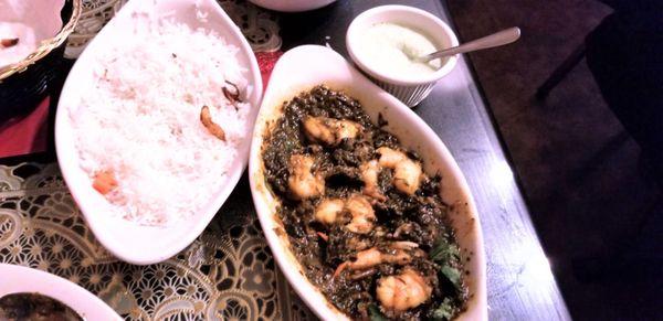 Sheimp Saag woth mint sauce