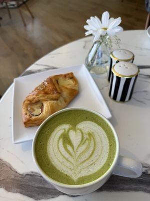 Ham and Cheese Croissant & Matcha Latte