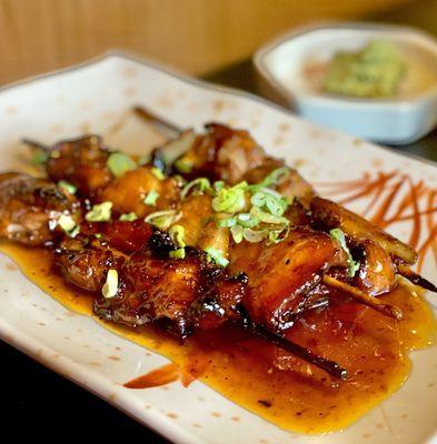 "Chicken Yakitori" (thigh meat) LOOK at the sear on that chicken :)...