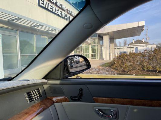 Reception is behind the main sliding glass door entrance on the south side.