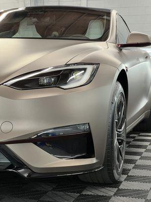 Vinyl wrap, tint, and ceramic coating services were carried out on this brand new Tesla S Plaid